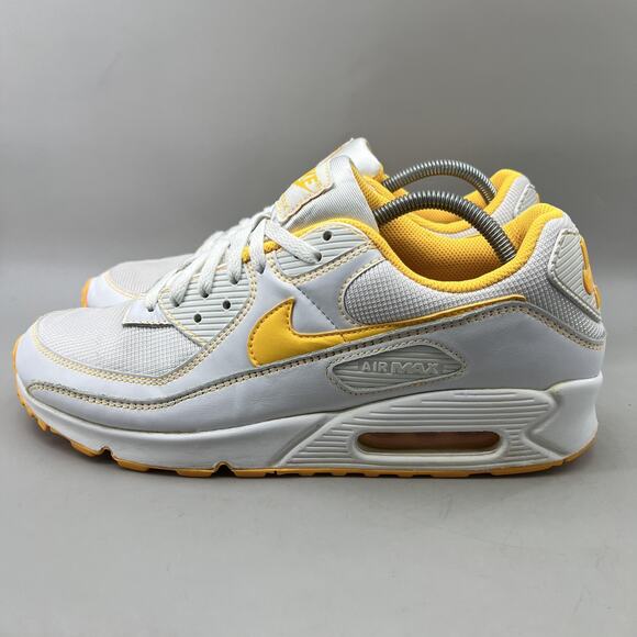 Nike Air Max 90 Running Shoes Mens Size‎ 11.5 White Yellow Comfort Low Sneakers - Picture 3 of 9